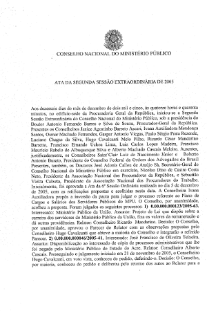 Ata da Segunda Sessão Extraordinária de 2005