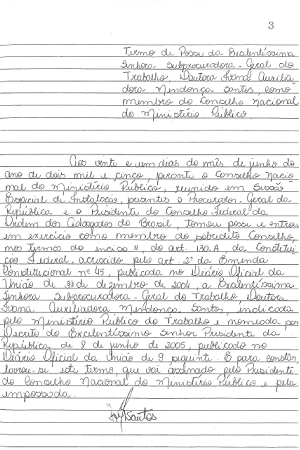 Termo de Posse do Conselheiro Ivana Auxiliadora Mendonça - MPT
